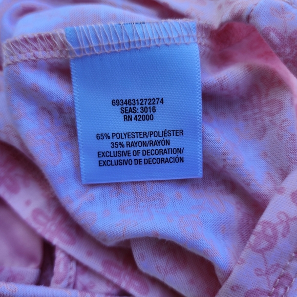 Pink K Women's Nightgown Sleep Shirt Floral Pattern Sleveles Size M - Picture 7 of 9